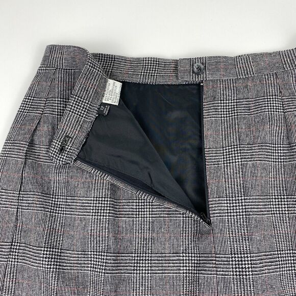 La Suit Petite Skirt Set Womens Sz 12 Black Red Plaid Wool Blend 80s VTG 2pc - Picture 13 of 15